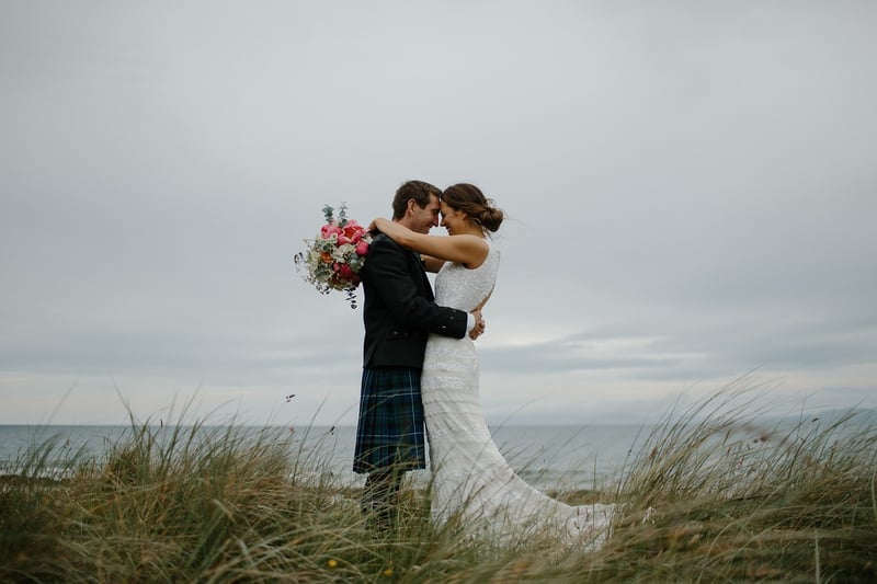 Bride in a beautiful wedding dress